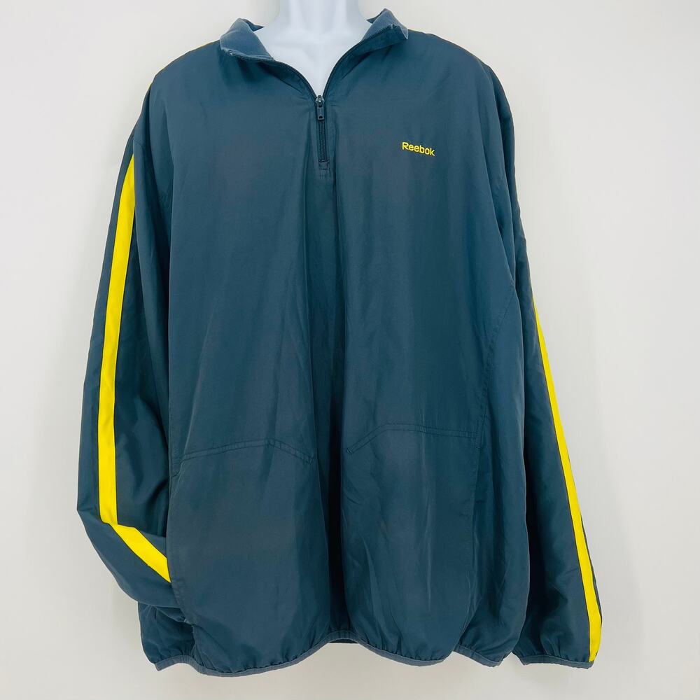 REEBOK Men's 1/4 Zip Pullover Windbreaker 3XL Slate Blue Running CrossFit